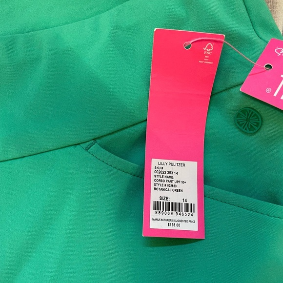 Lilly Pulitzer UPF 50+ Corso Solid Fairway 28" Pant in Solid Botanical Green 14 - Picture 3 of 3
